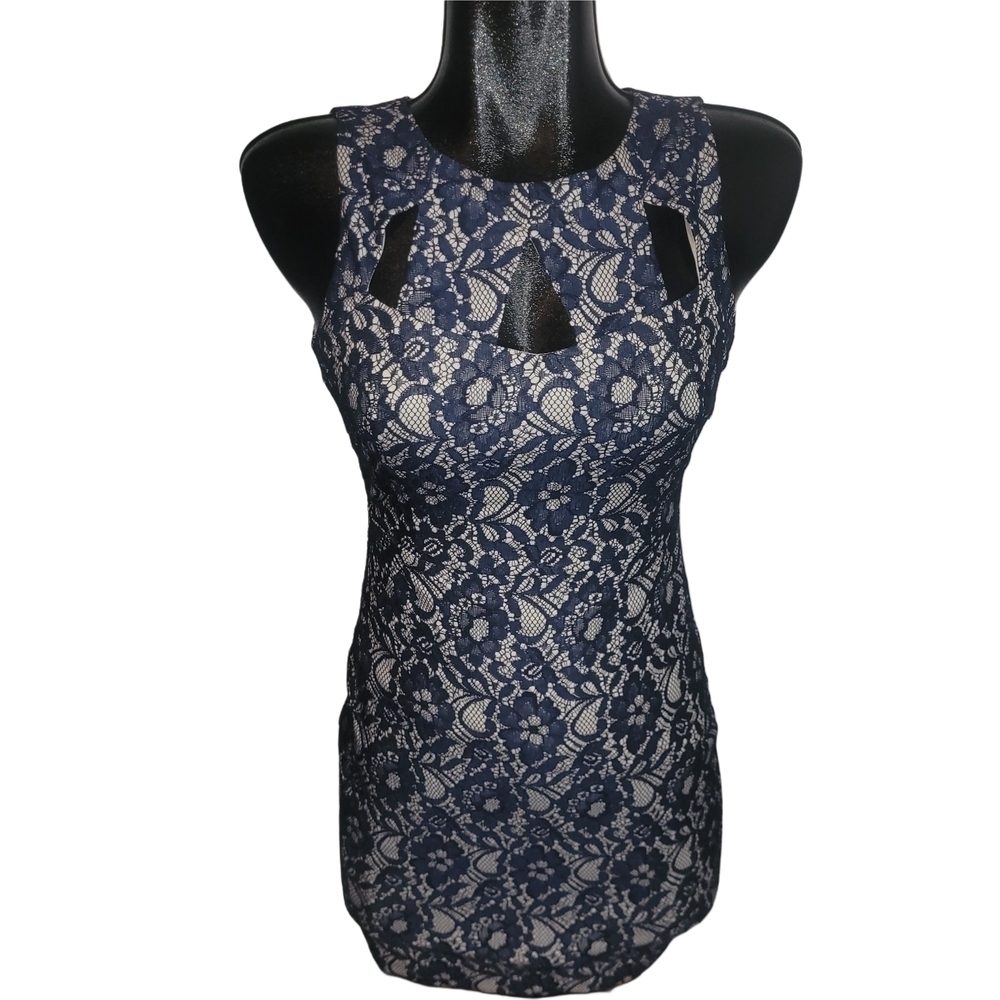 Ark & Co Navy Lace Sleeveless Cocktail Sheath Dress Size S - Picture 1 of 7